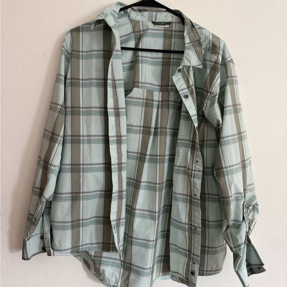 L.L. Bean Light Green Plaid women’s Shirt